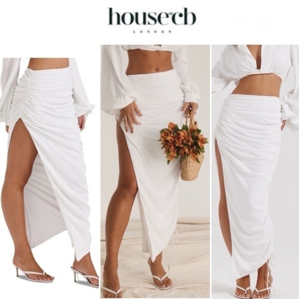 House of CB Loie White Gathered Skirt sz S 138$